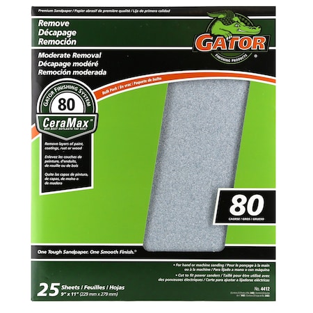 Gator Grit Gator CeraMax 11 in. L X 9 in. W 80 Grit Ceramic Sandpaper 1 pk 3402